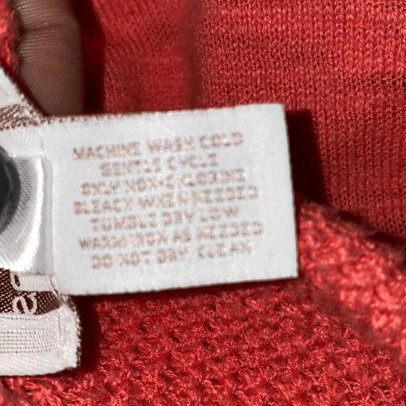 Weekends By Chico's Women's Orange Cotton Knit 3/4 Sleeve Zip-Up Cardigan Size 1 - Picture 9 of 11